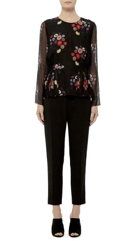 Swiss Dot Crepe Cropped Pants