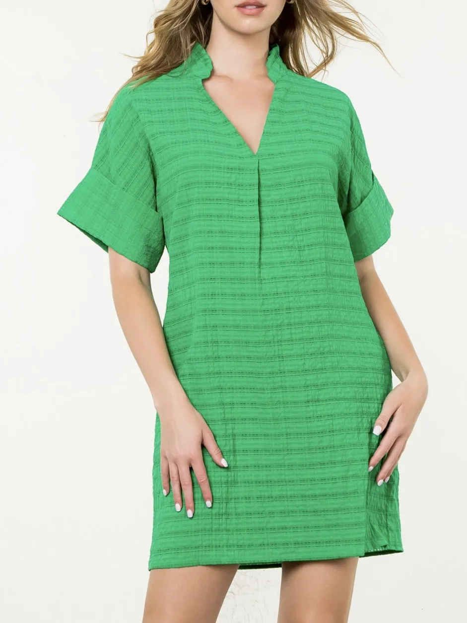 Textured Shift Dress - Green