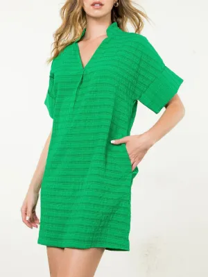 Textured Shift Dress - Green