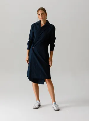 The Wrap Only Midi Dress in Navy Blue