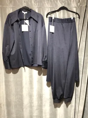Tibi navy 3 peice Pants/Skirt/Button Up shirt Set