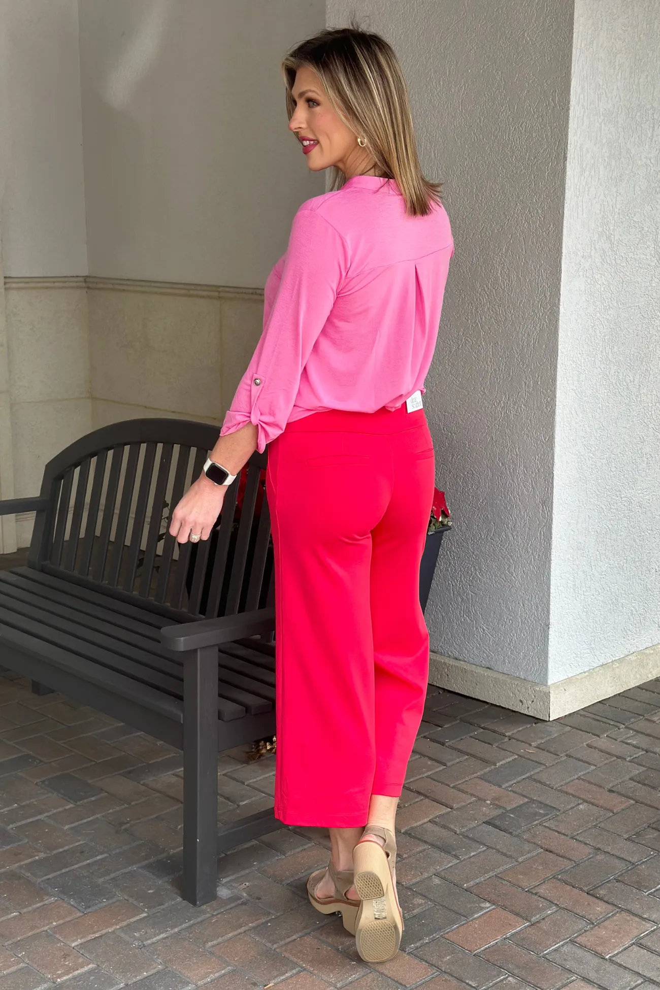 TPN Madison Wide Cropped Pants In Dragon Fruit