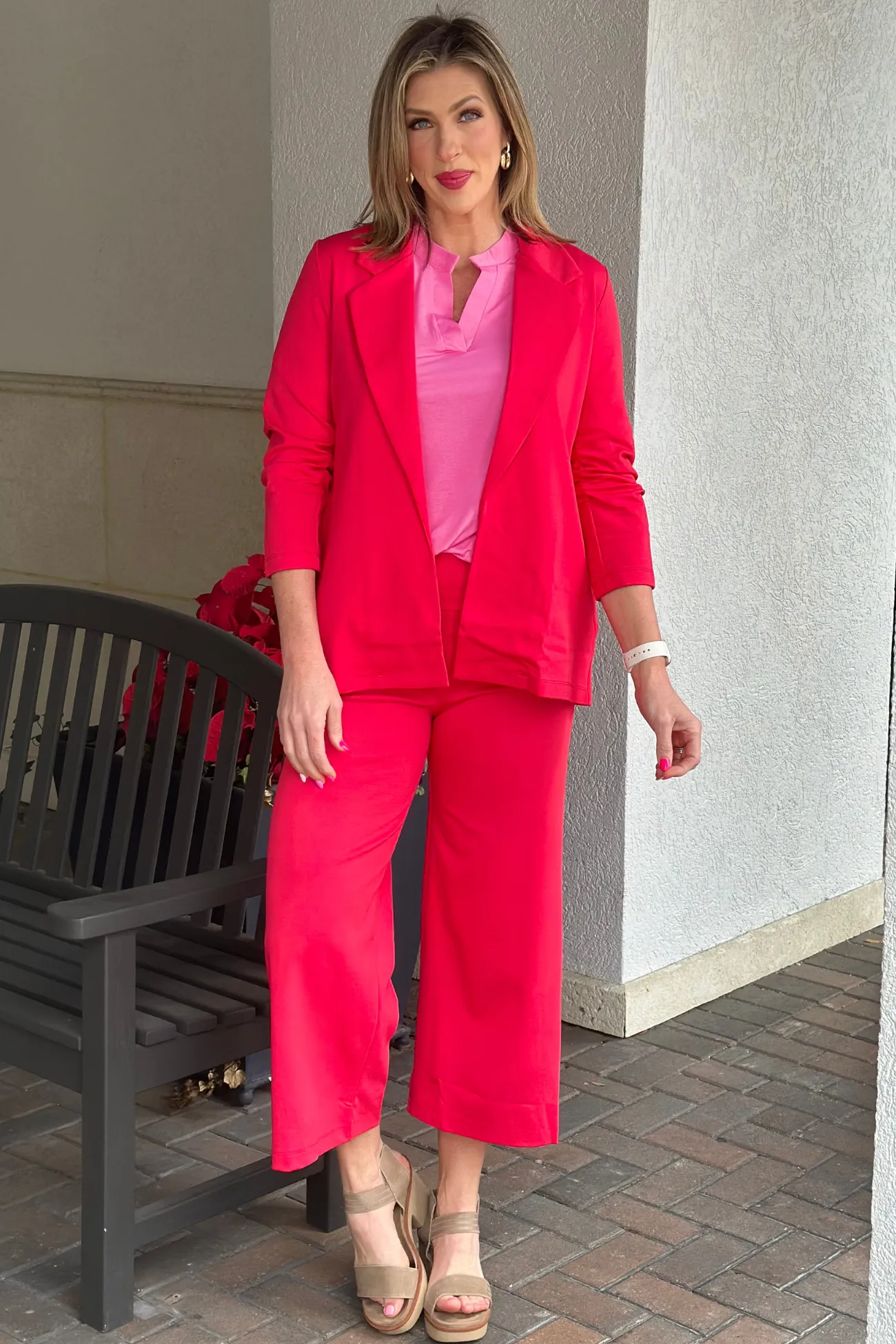 TPN Madison Wide Cropped Pants In Dragon Fruit