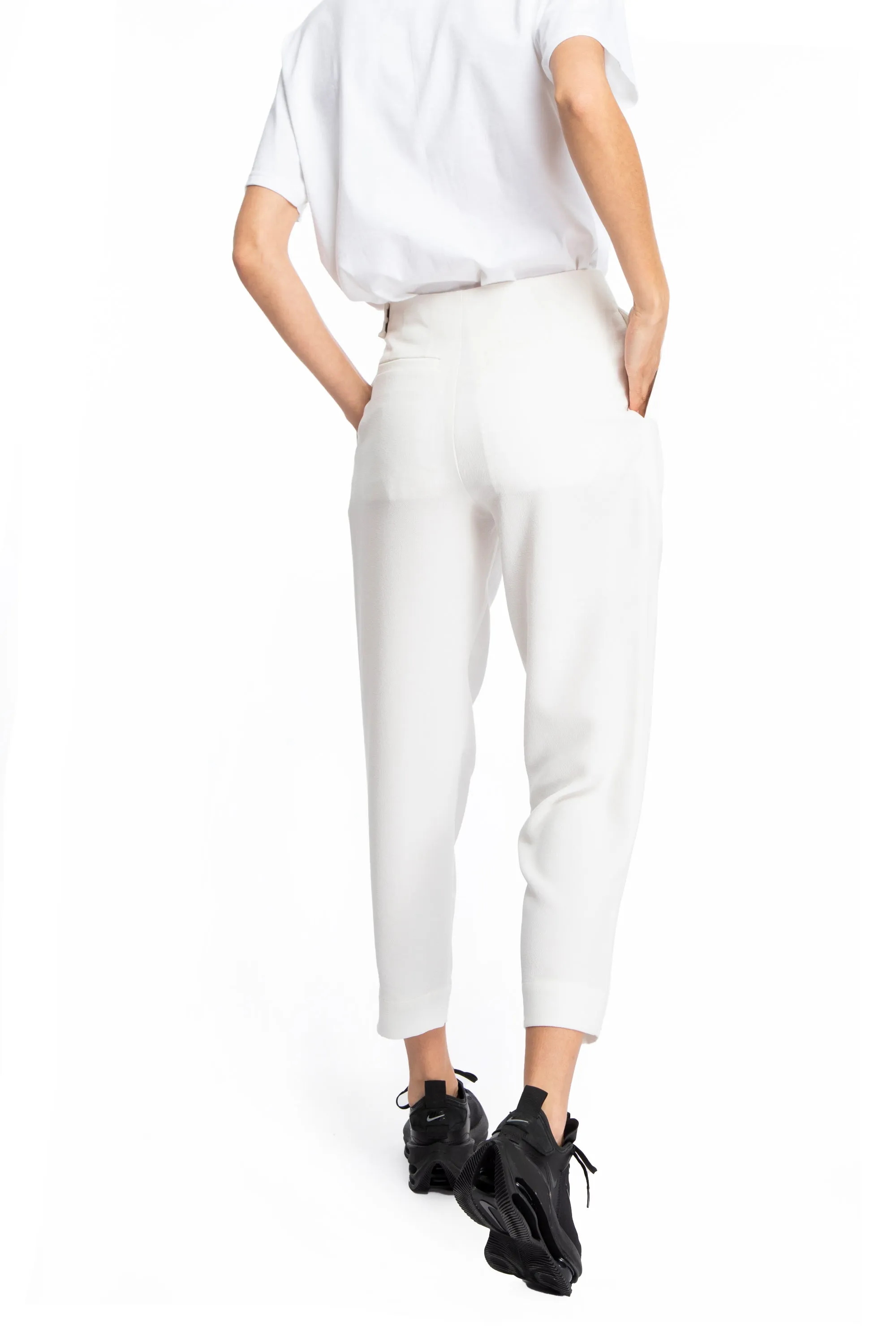 Trey White Pleated Pants
