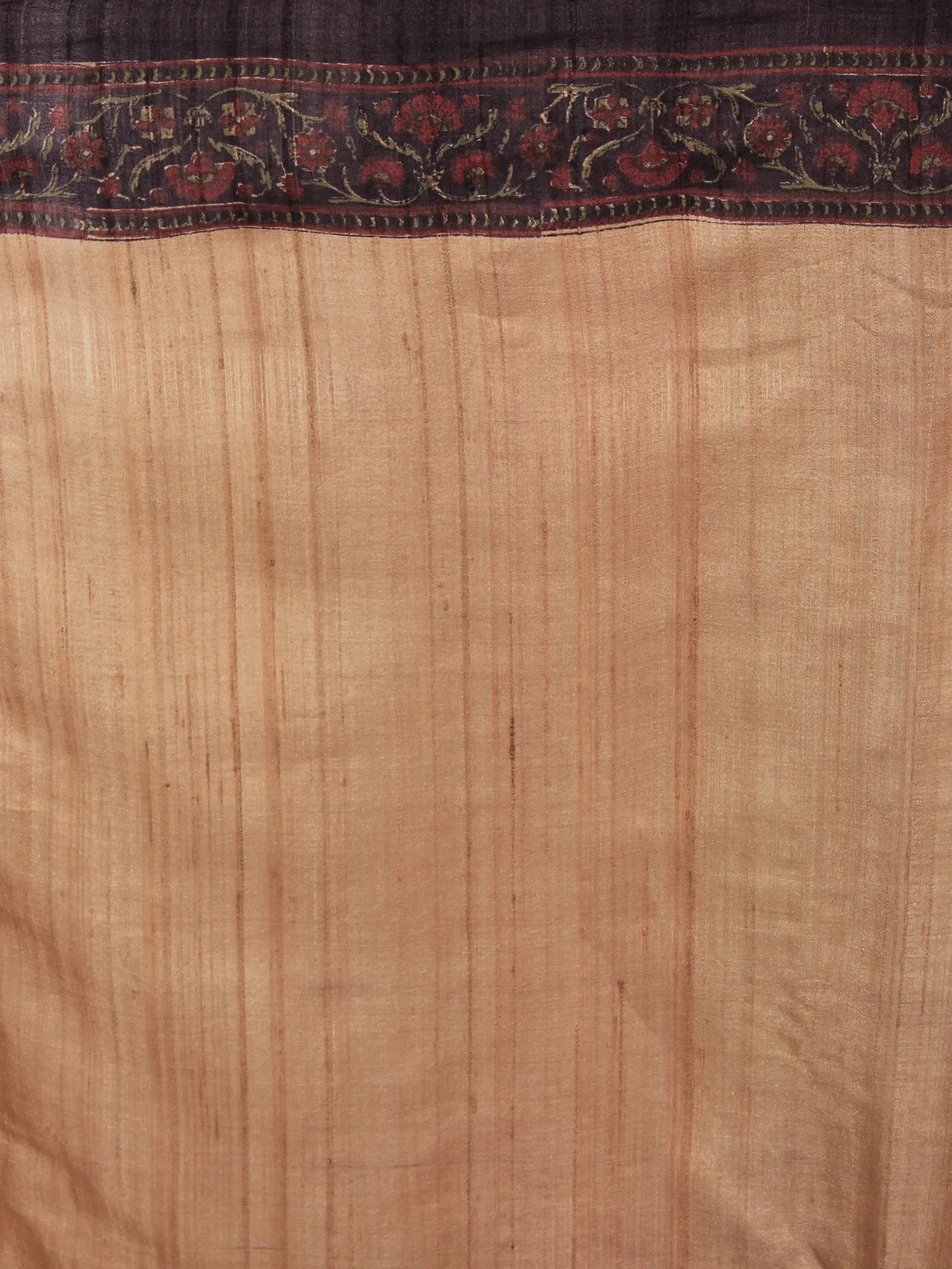 Tussar Handloom Silk Hand Block Printed Saree in Maroon Plum Green - S031701195
