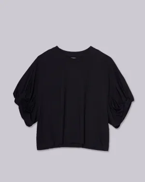 Twisted Sleeve Tee in Black
