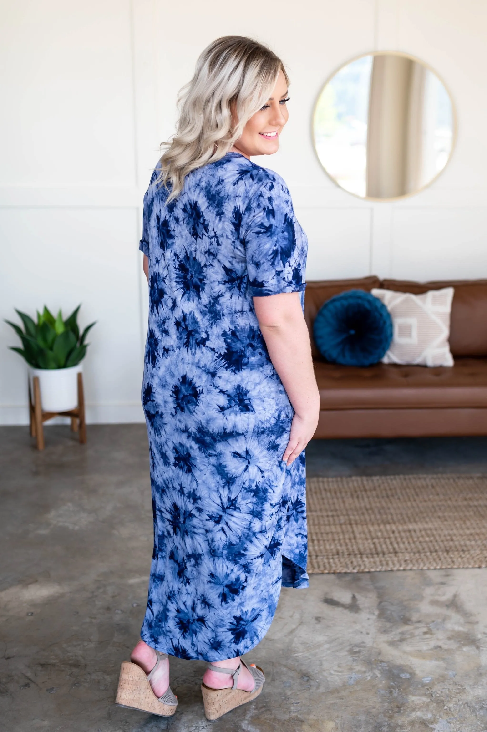 Tyed One On Dress In Blue