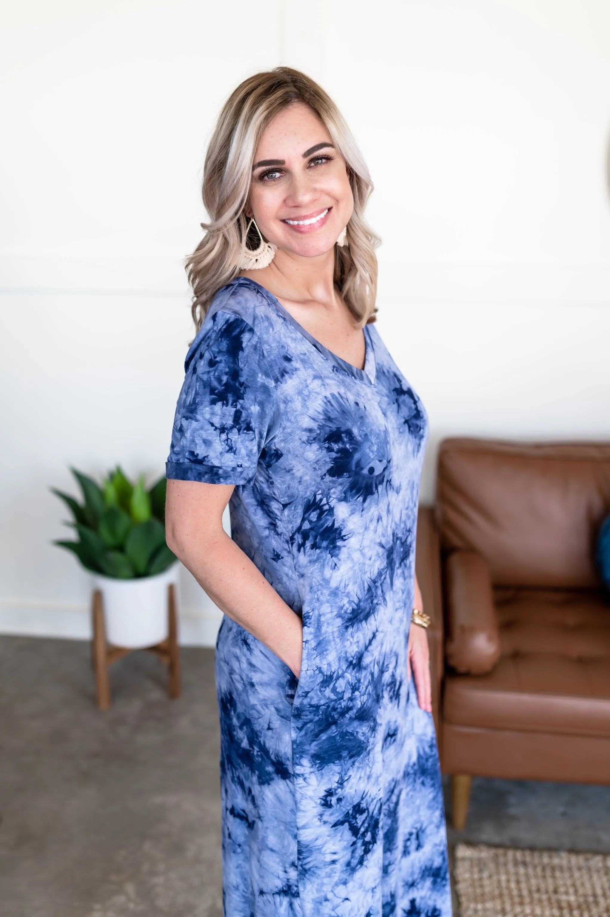 Tyed One On Dress In Blue