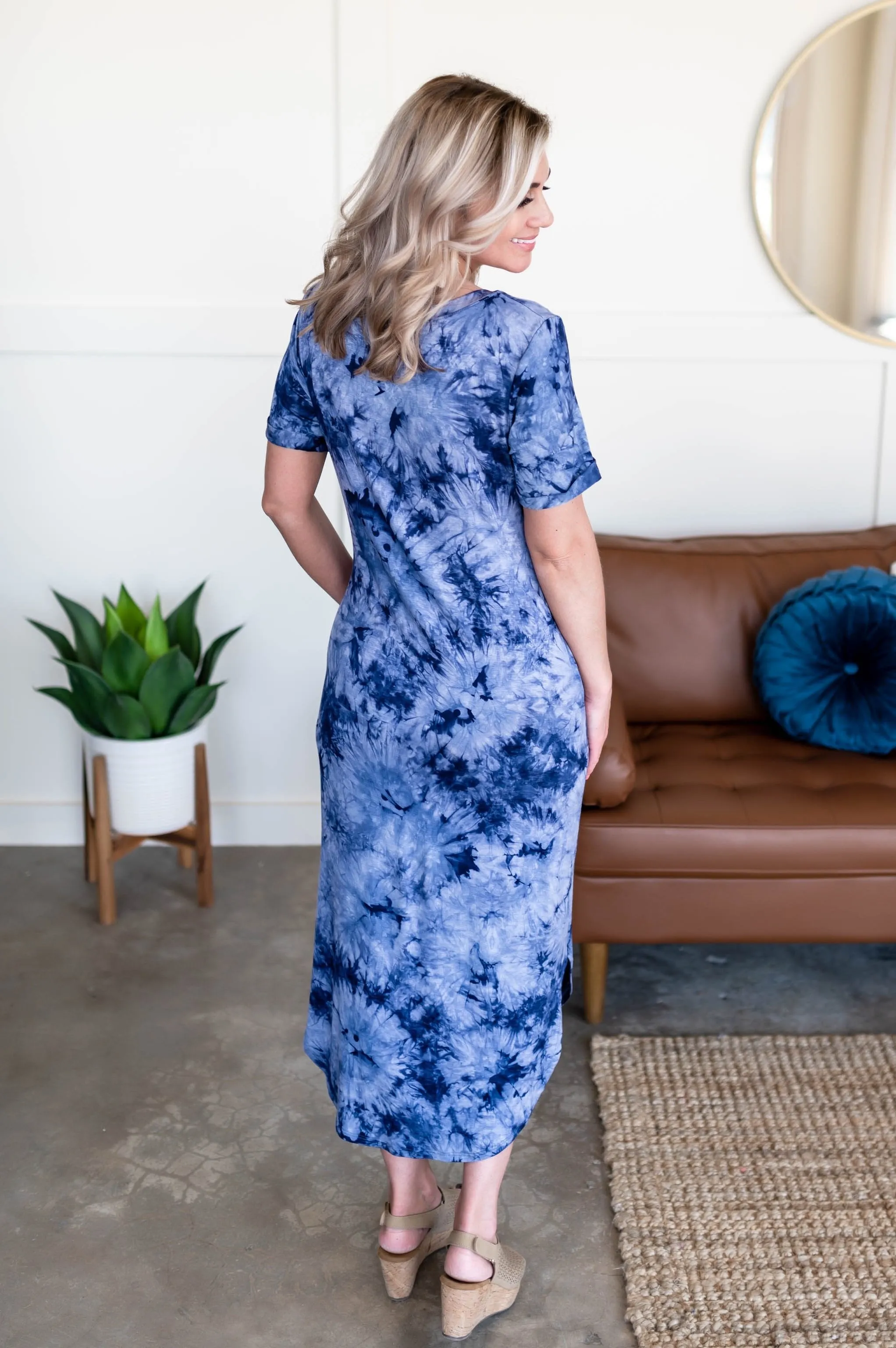 Tyed One On Dress In Blue