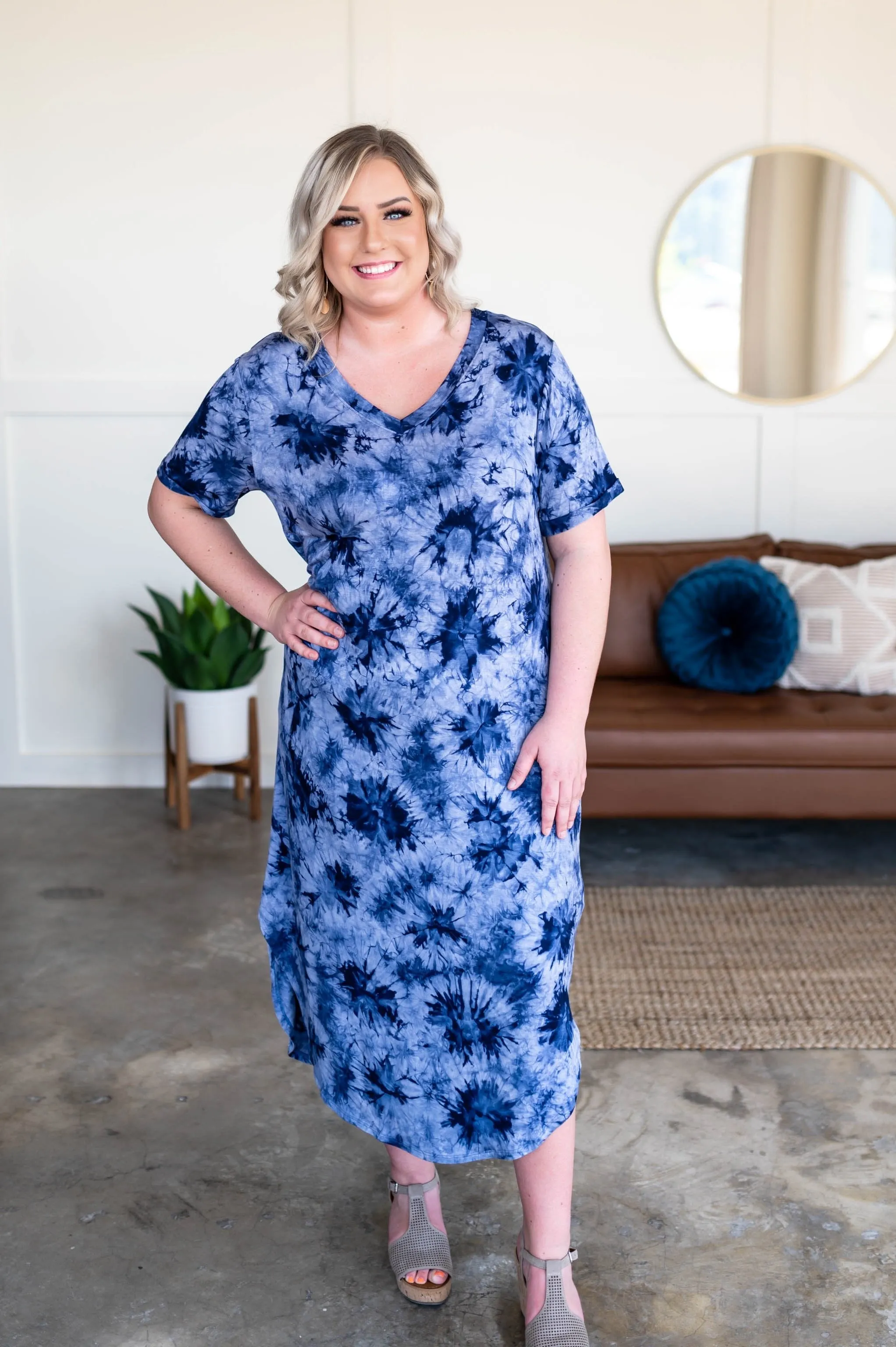 Tyed One On Dress In Blue
