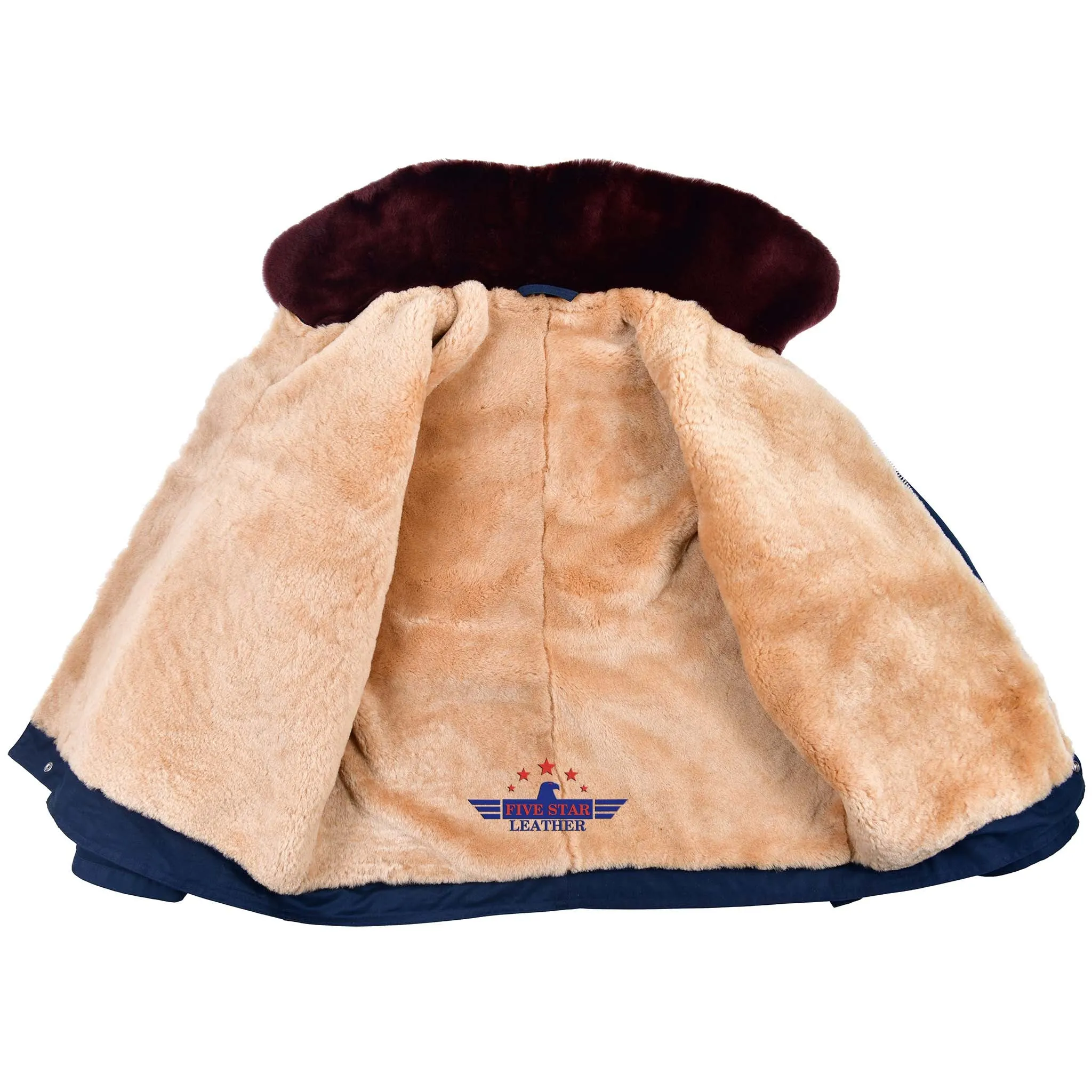 USSR Pilot Winter Jacket for Long Distance Aviation Warm Army Military Blue Sheepskin Fur