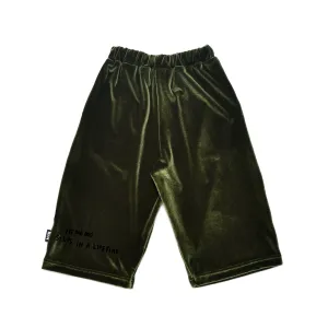 VELVET CROPPED PANTS - GREEN