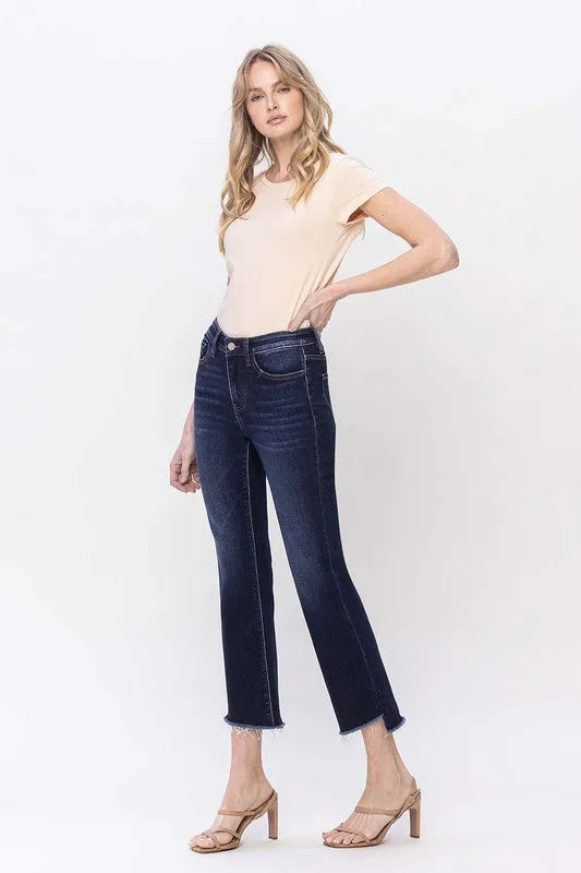 Vervet High Rise Raw Hem Crop Flare Jeans