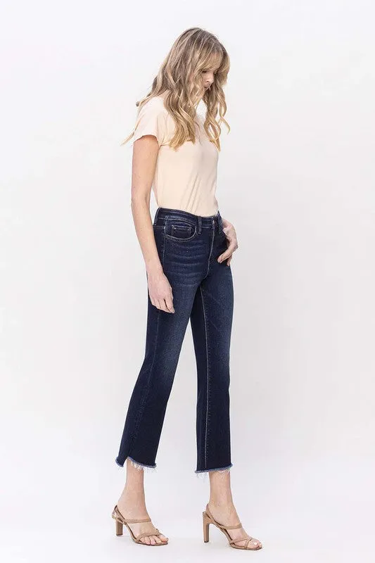 Vervet High Rise Raw Hem Crop Flare Jeans