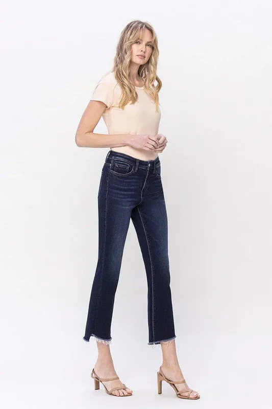 Vervet High Rise Raw Hem Crop Flare Jeans