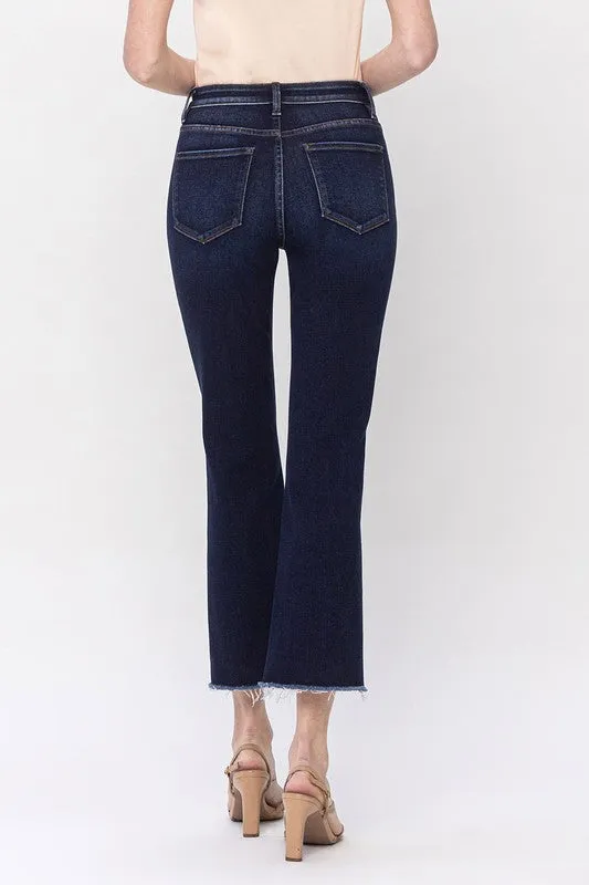 Vervet High Rise Raw Hem Crop Flare Jeans