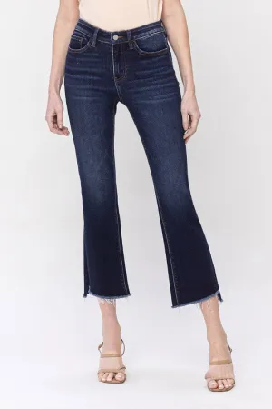 Vervet High Rise Raw Hem Crop Flare Jeans