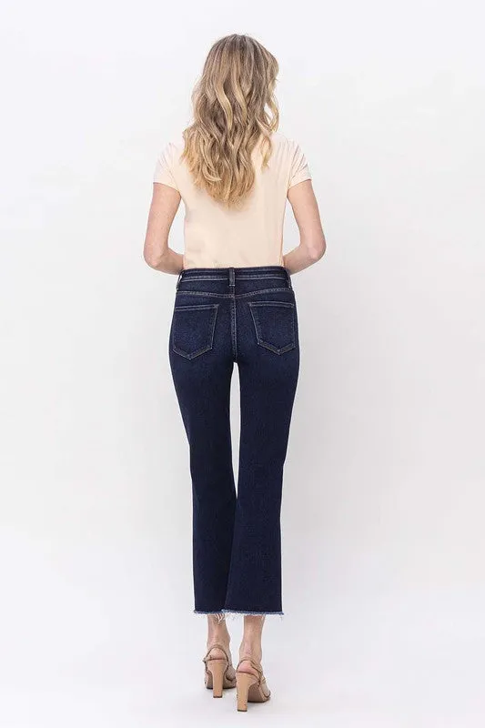Vervet High Rise Raw Hem Crop Flare Jeans