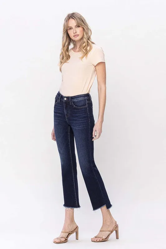 Vervet High Rise Raw Hem Crop Flare Jeans