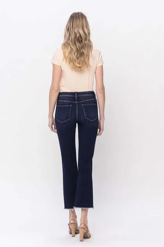 Vervet High Rise Raw Hem Crop Flare Jeans