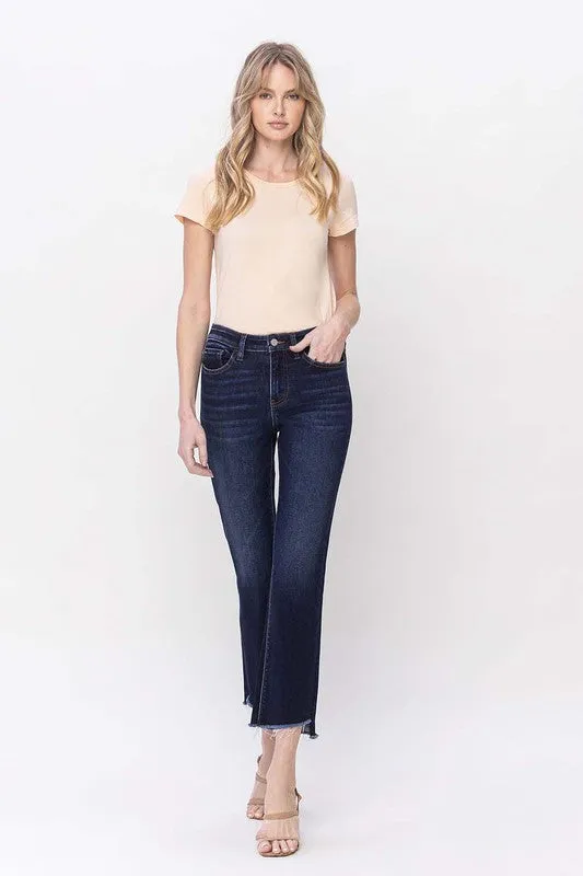 Vervet High Rise Raw Hem Crop Flare Jeans