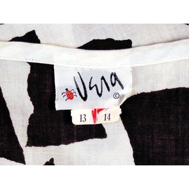 Vintage Bold Black & White Cotton Print  Shift Dress Vera 1970s NOS 40-40-40