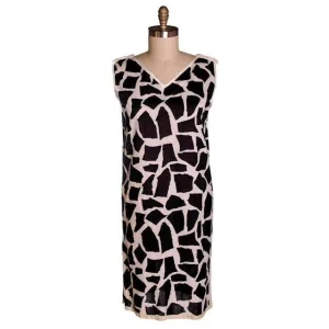 Vintage Bold Black & White Cotton Print  Shift Dress Vera 1970s NOS 40-40-40