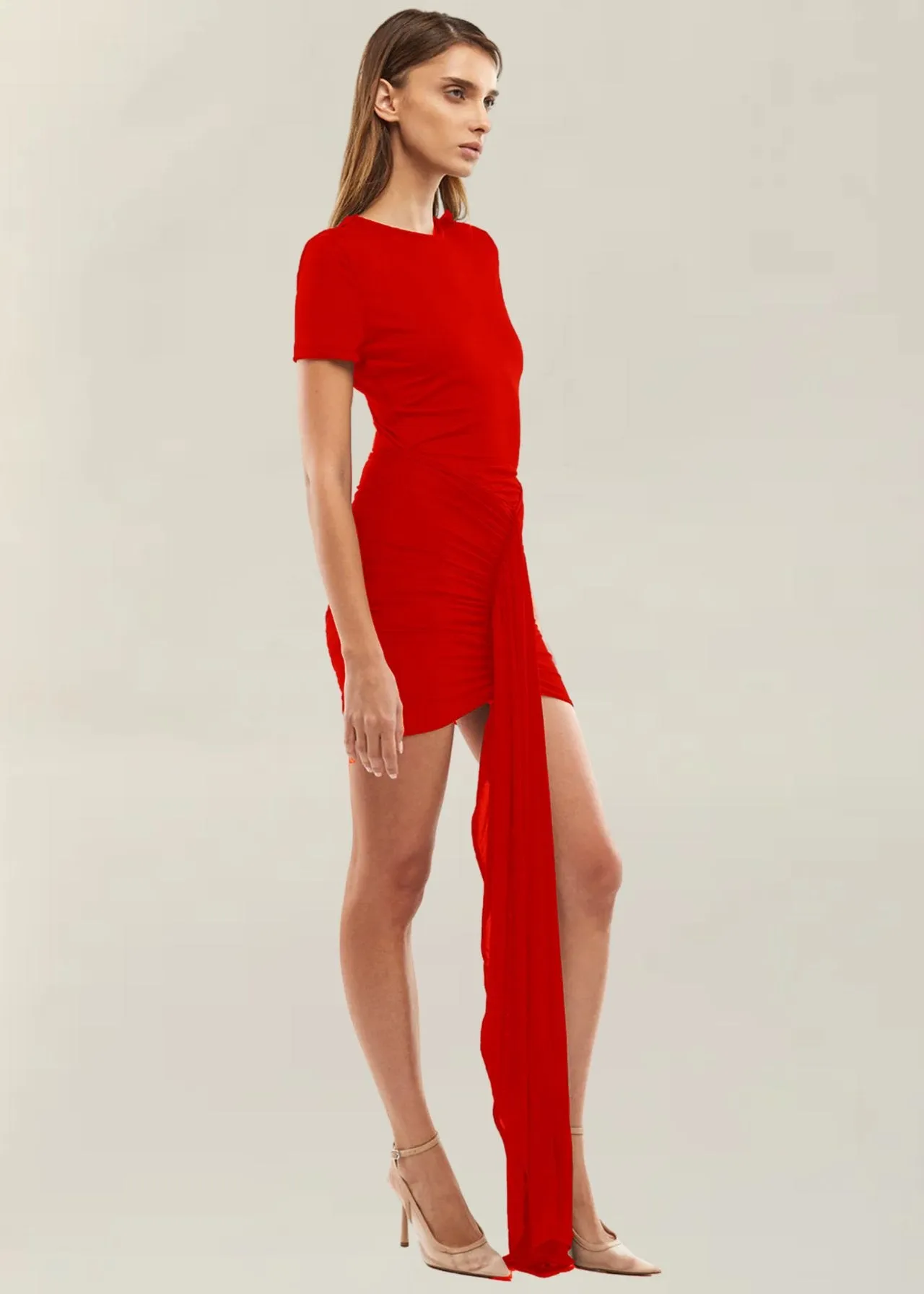 Viola T Shirt Mini Dress in Red