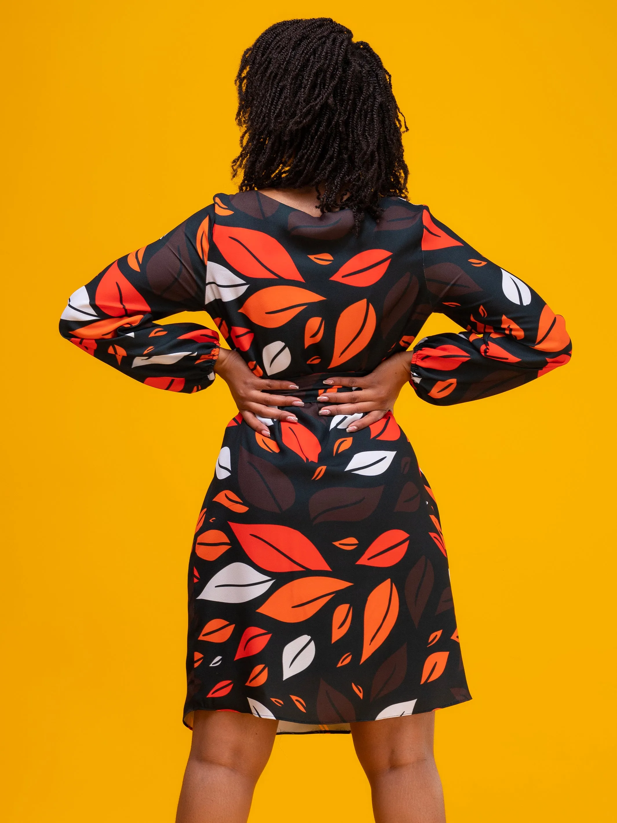 Vivo Zawadi Shift Dress - Orange / Brown Print