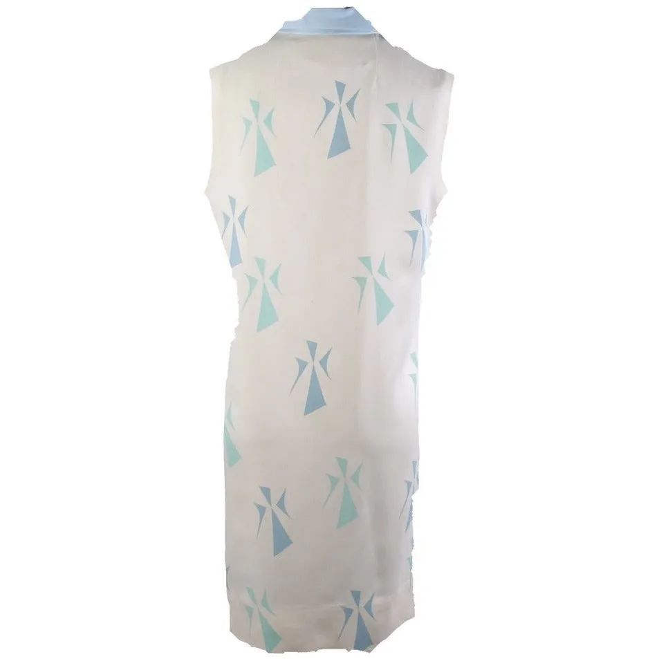 VTG Tummey Hand Block Printed 1970s Dress Shift Hippie womens M Blue