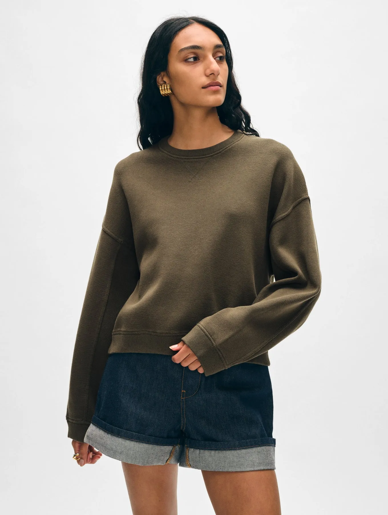 White   Warren - Superfine Organic Cotton Sweatshirt - Dark Sage