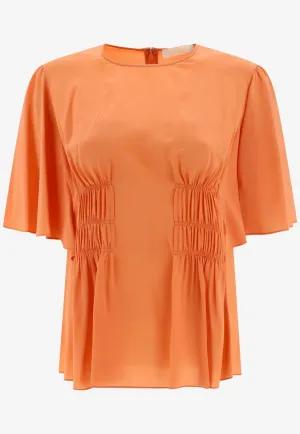 Wing Silk Ruched Top