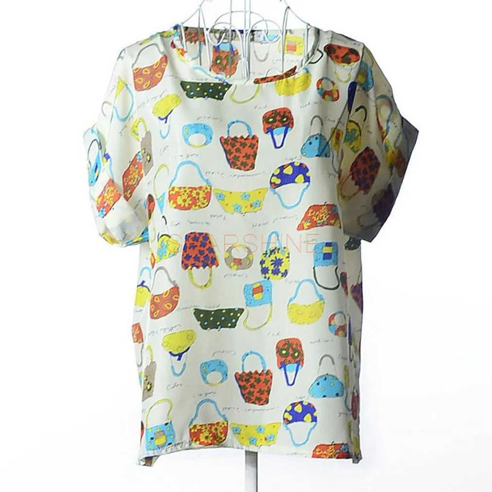 Women Blouses Chiffon Shirt Women Plus Size Short Sleeve Women Tops Batwing Summer