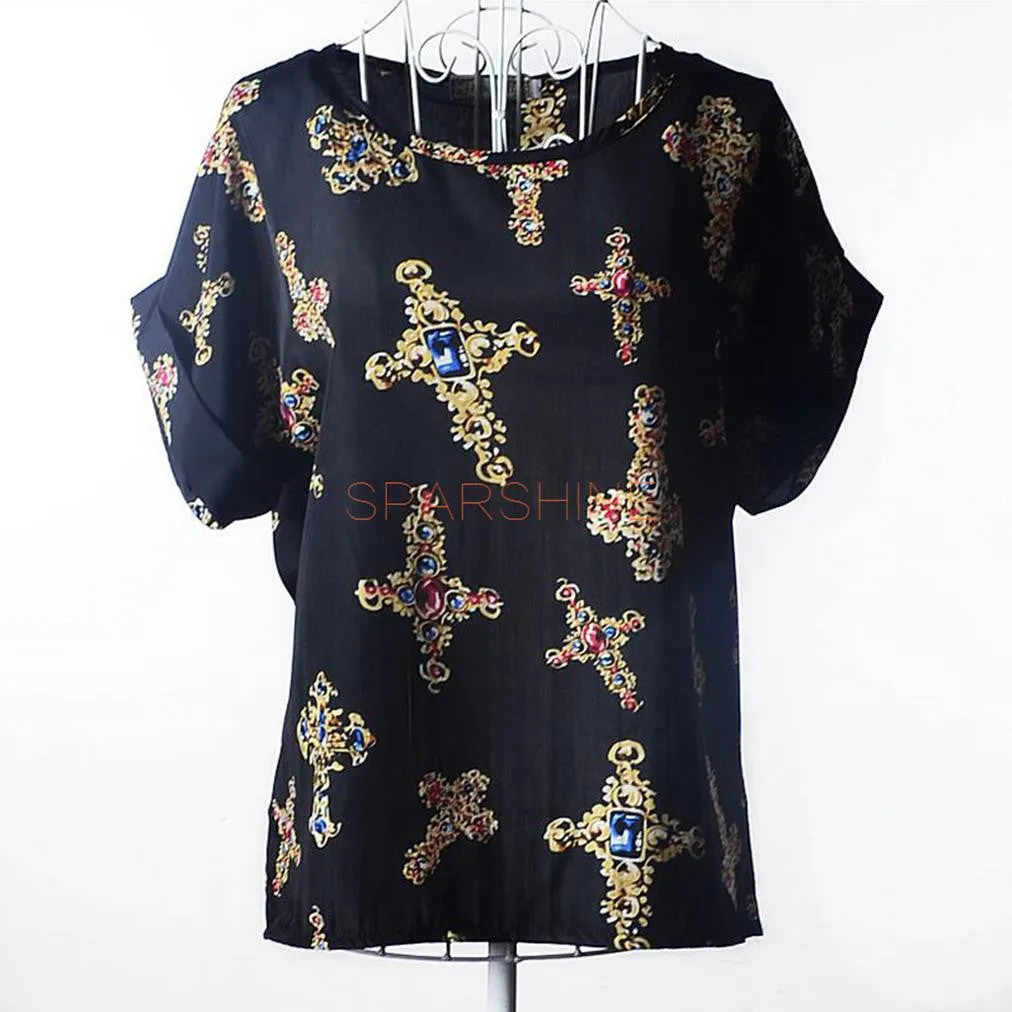 Women Blouses Chiffon Shirt Women Plus Size Short Sleeve Women Tops Batwing Summer