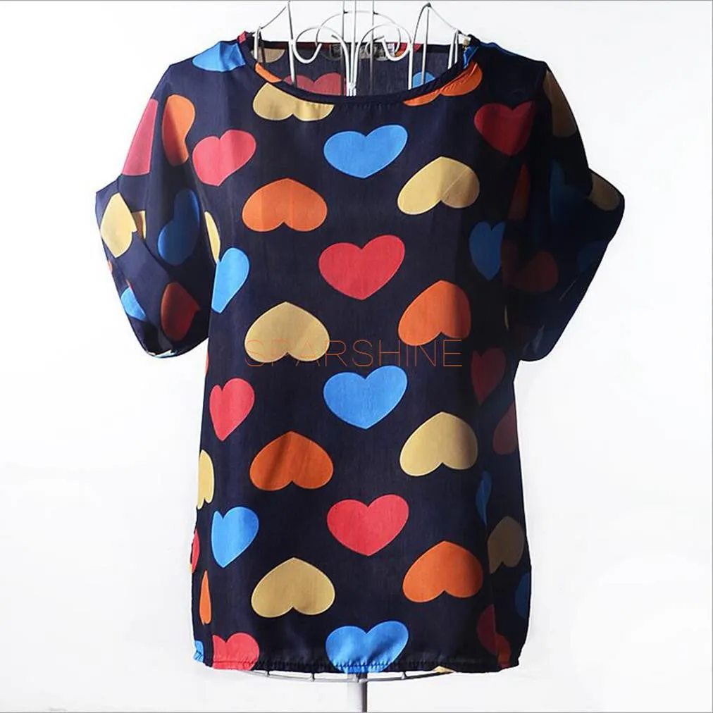 Women Blouses Chiffon Shirt Women Plus Size Short Sleeve Women Tops Batwing Summer