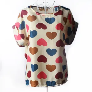Women Blouses Chiffon Shirt Women Plus Size Short Sleeve Women Tops Batwing Summer