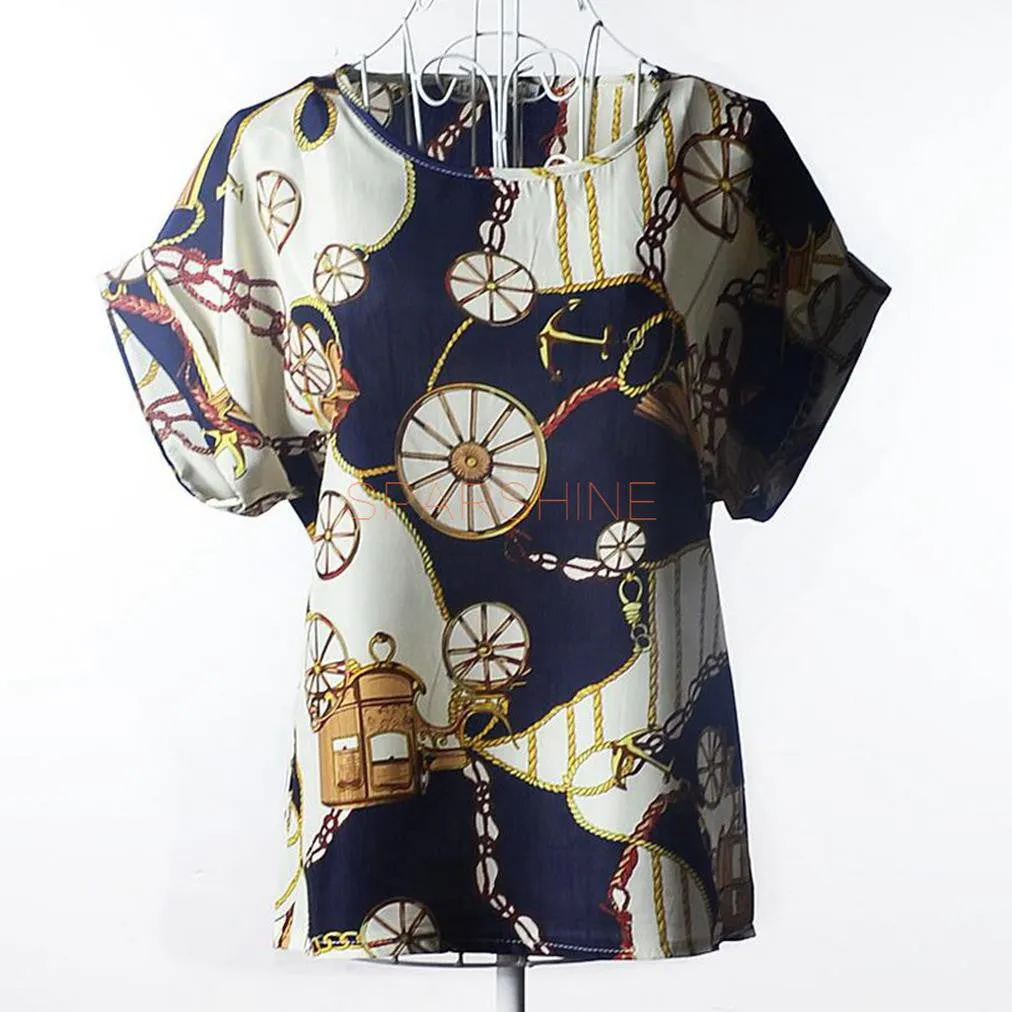 Women Blouses Chiffon Shirt Women Plus Size Short Sleeve Women Tops Batwing Summer