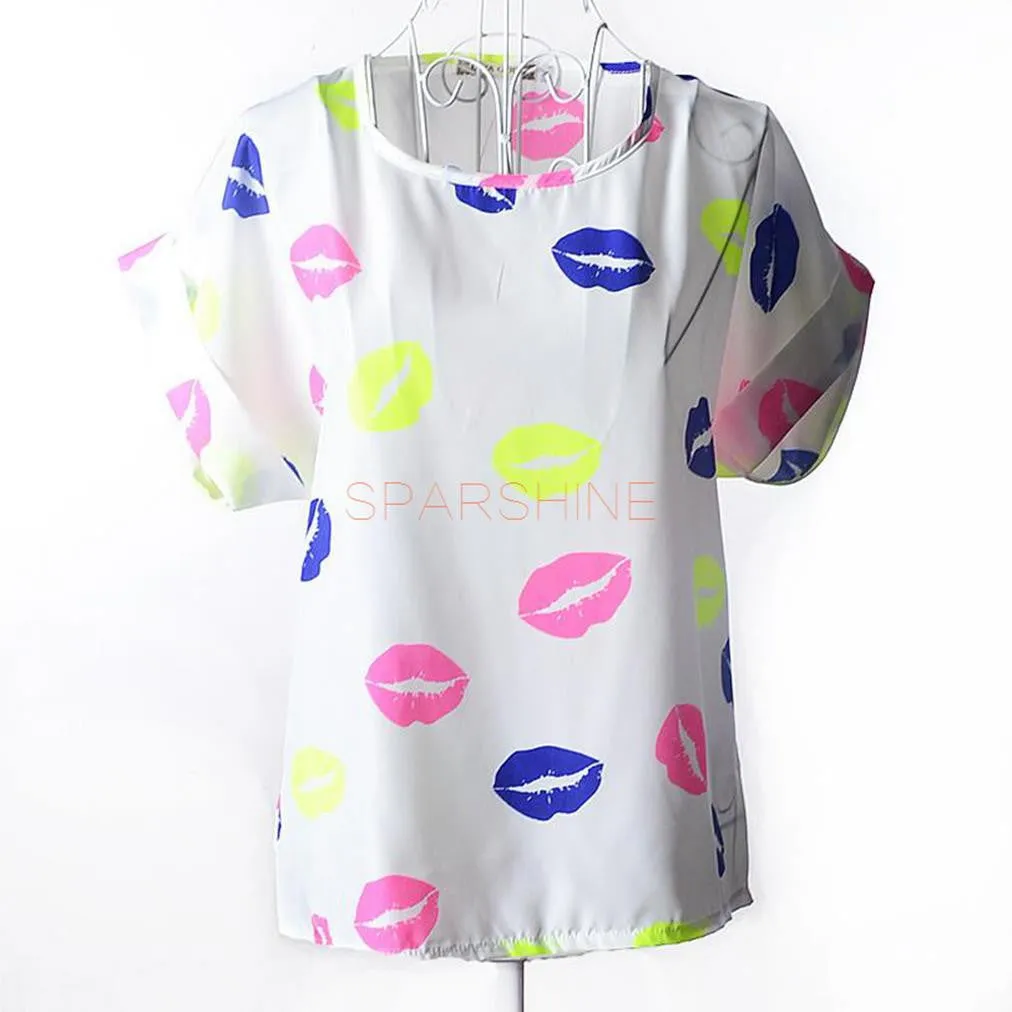 Women Blouses Chiffon Shirt Women Plus Size Short Sleeve Women Tops Batwing Summer