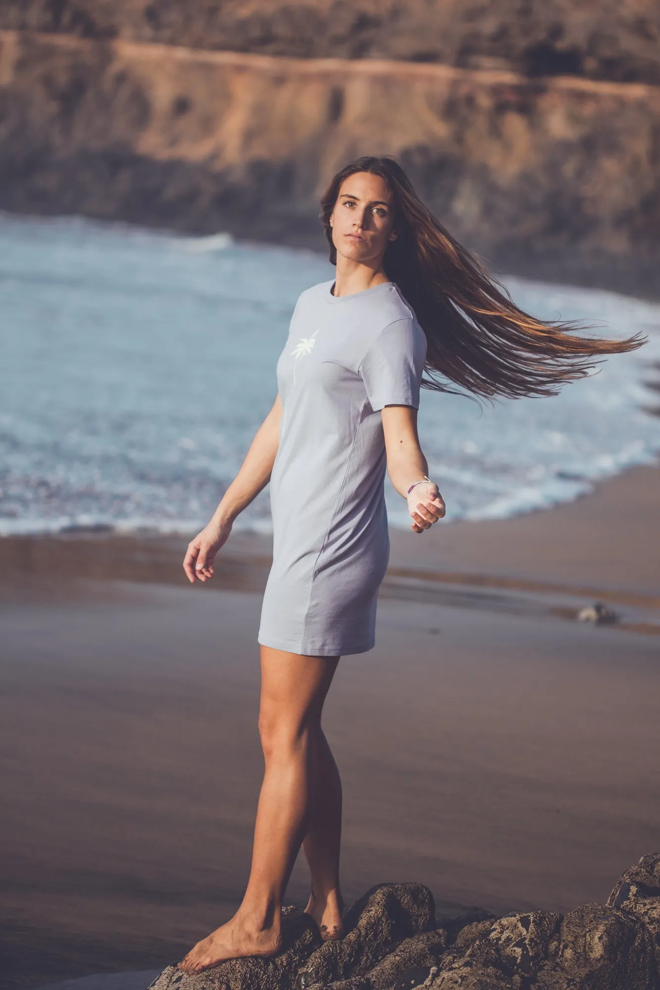 WOMEN ORGANIC PALM T-SHIRT DRESS