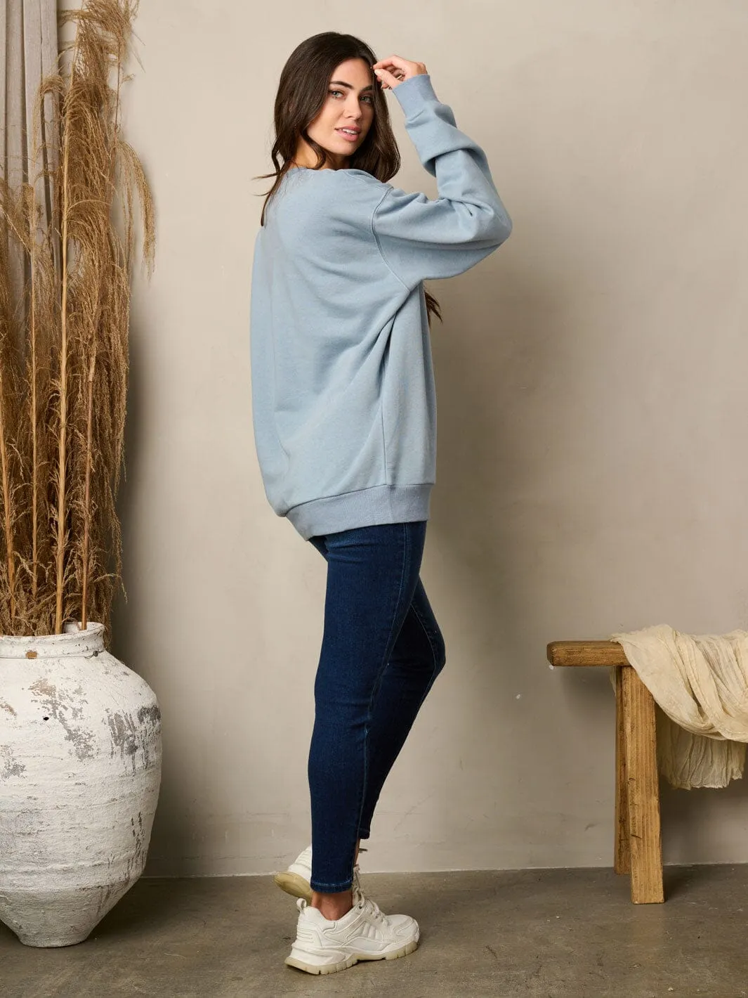 WOMEN'S LONG SLEEVE SOLID PULLOVER SWEATER