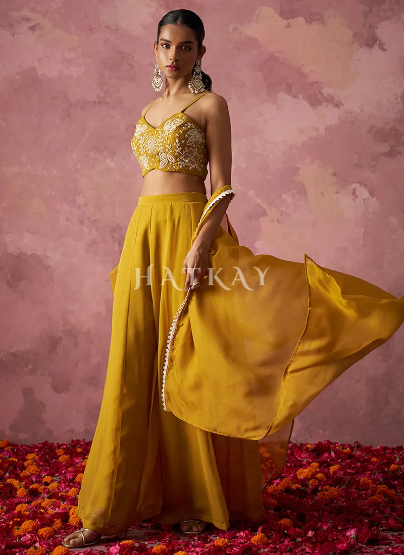 Yellow Cape Style Sharara Suit