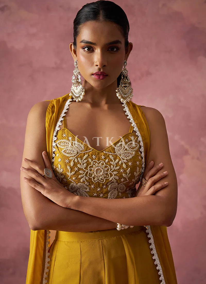 Yellow Cape Style Sharara Suit